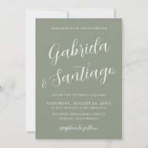 Casamento Branco Verde Sage com Script Simples