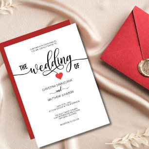 Convite Casamento branco & vermelho preto na moda moderno