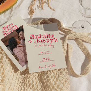 Convite Casamento Bravo Moderno Colorido Escrito À Mão