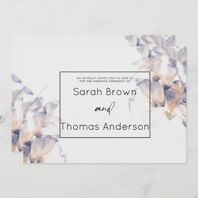 CONVITE CASAMENTO BRIDAL FLORAL DE DAHLIA (Frente/Verso)