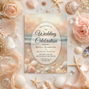 Convite Casamento Brilho à Beira-Mar e Sonhos ao Pôr-do-So