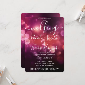 Convite Casamento Brilho Rosa Escuro Bonito Personalizado