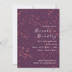 Convite Casamento Brilho Roxo Meia-Noite