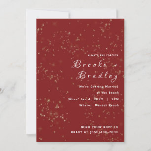 Convite Casamento Brilho Vermelho Faísca