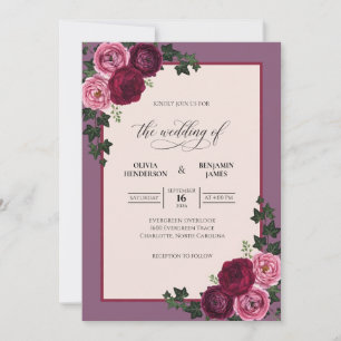 Convite Casamento Buquê de Frutas Vinho