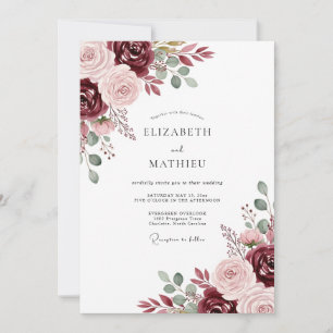Convite Casamento Burgundy Atemporal Outonal