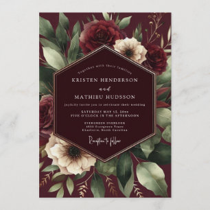 Convite Casamento Burgundy Baroque Bloom