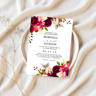 Convite Casamento Burgundy & Blush