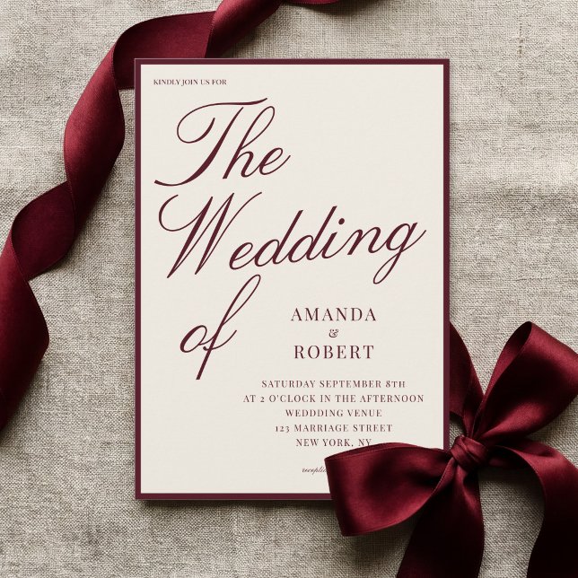 Convite Casamento Burgundy Clássico e Sofisticado com Esti (Criador carregado)