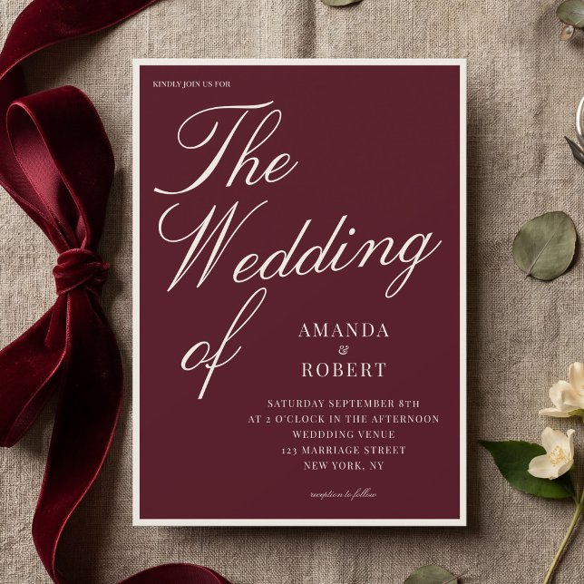 Convite Casamento Burgundy Clássico e Sofisticado com Esti (Criador carregado)