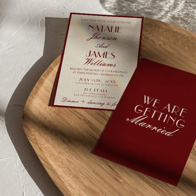 Convite Casamento Burgundy Cremoso Chique e Sofisticado (Criador carregado)