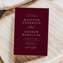 Casamento Burgundy de Caligrafia Elegante