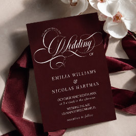 Convite Casamento Burgundy de Dinheiro Antigo Elegante