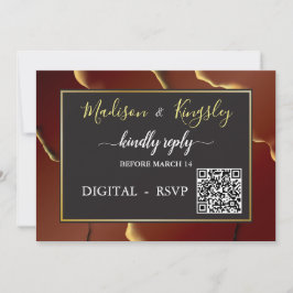 Convite Casamento 🤵 Burgundy Dourado Elegant Inky Abstrat