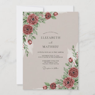 Convite Casamento Burgundy Elegante de Outono