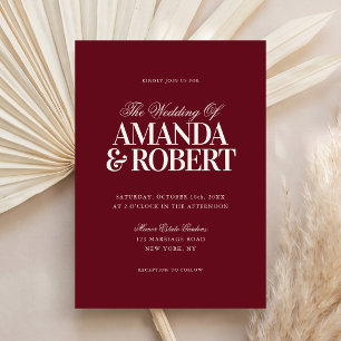Convite Casamento Burgundy Elegante Moderno de Família Tra
