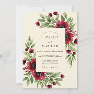 Convite Casamento Burgundy Ilustre Outonal