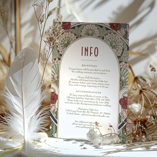 Convite Casamento Burgundy Inserir INFO Vintage Art Nouvea (Criador carregado)