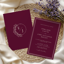 Convite Casamento Burgundy Luxuoso e Clássico