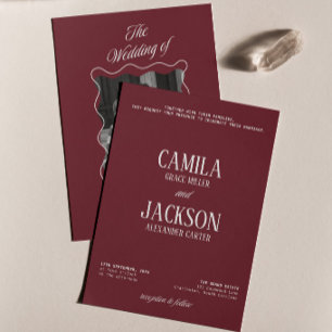 Convite Casamento Burgundy Luxuoso Moderno e Antigo