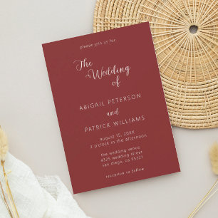 Convite Casamento Burgundy Minimalista Moderna
