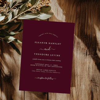 Convite Casamento Burgundy Minimalista Moderna