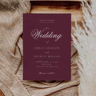 Convite Casamento Burgundy Moderno e Elegante