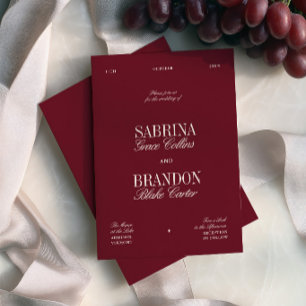 Convite Casamento Burgundy Moderno e Elegante