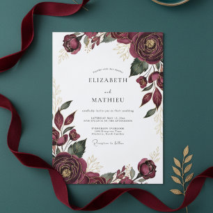 Convite Casamento Burgundy no Outono Profundo