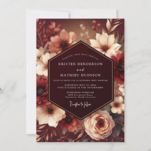 Convite Casamento Burgundy Opulent Bloom