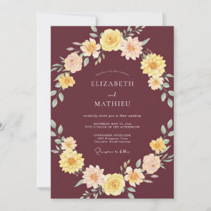 Convite Casamento Burgundy Outono Vibrante