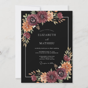 Convite Casamento Burgundy Pintura Outonal