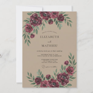 Convite Casamento Burgundy Profundo Outonal