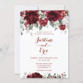 Convite Casamento Burgundy Red Peony Epiphany II