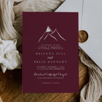 Casamento Burgundy Red Silhouette Mountain