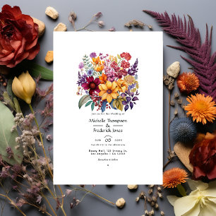Convite Casamento Burgundy/Roxo/Mostarda/Azul/Laranja Quei