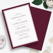 Casamento Burgundy Script Minimalista Elegante Fro