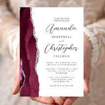 Casamento Burgundy Silver Agate Script
