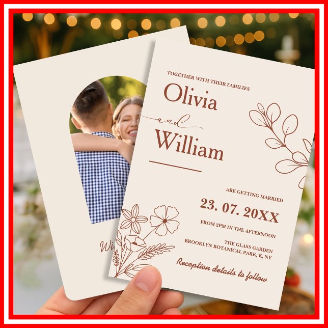 Convite Casamento Burnt Orange Boho (Criador carregado)