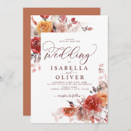 Convite Casamento Burnt Orange Boho Terracotta Burgundy In