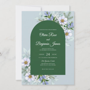 Convite Casamento Caçador Periwinkle Daisy Eucalipto
