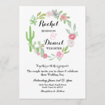 Casamento Cactus Fiesta Wreath Party Invite Floral