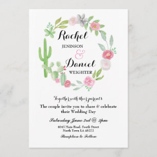 Convite Casamento Cactus Fiesta Wreath Party Invite Floral