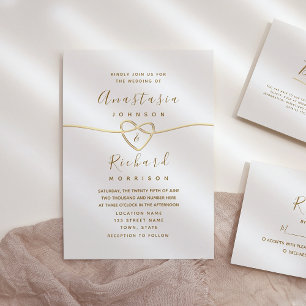 Convite Casamento Caligrafia Dourada Delicada