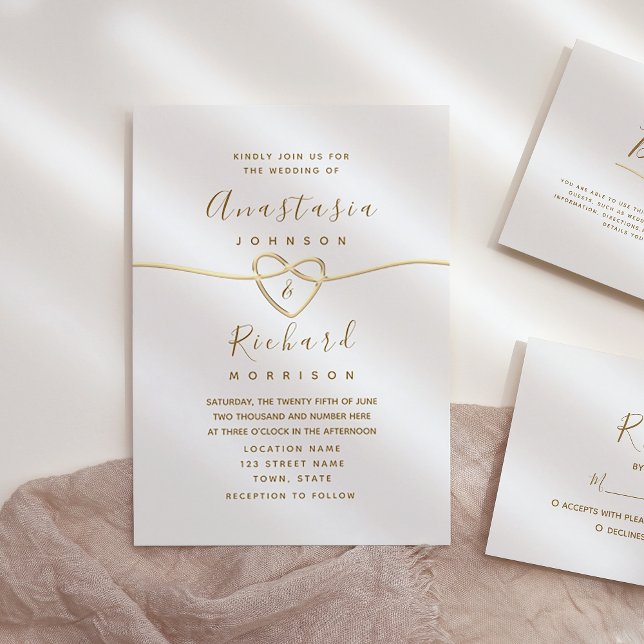 Convite Casamento Caligrafia Dourada Delicada (Criador carregado)