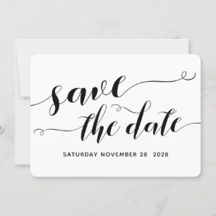 Convite Casamento Caligrafia Preto e Branco Save The Date