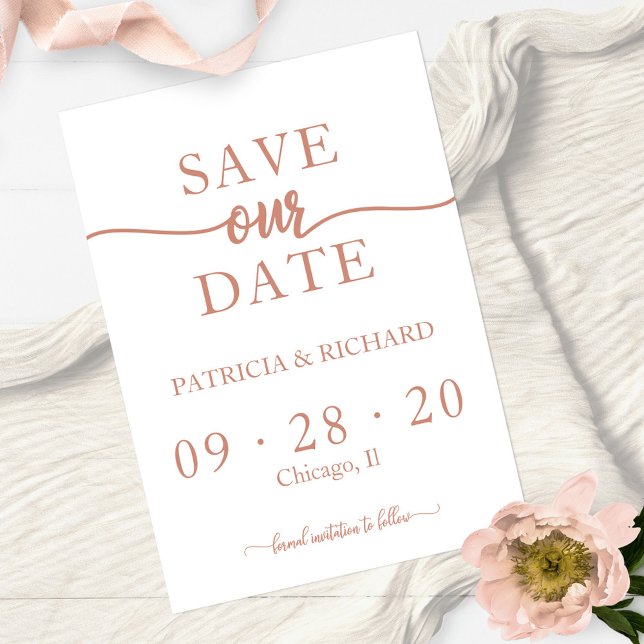 Convite Casamento Caligrafia Rosa Dourado Save The Date (Criador carregado)