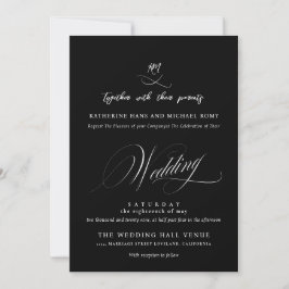 Convite Casamento Caligrafia Script Elegante Romântico