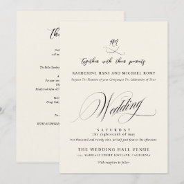 Convite Casamento Caligrafia Script Romântico Elegante