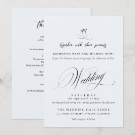 Convite Casamento Caligrafia Script Romântico Elegante